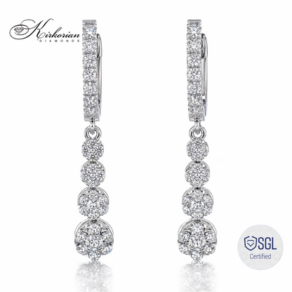 висящи обеци с диаманти 0.76 ct бяло злато 14К Kirkorian Diamonds