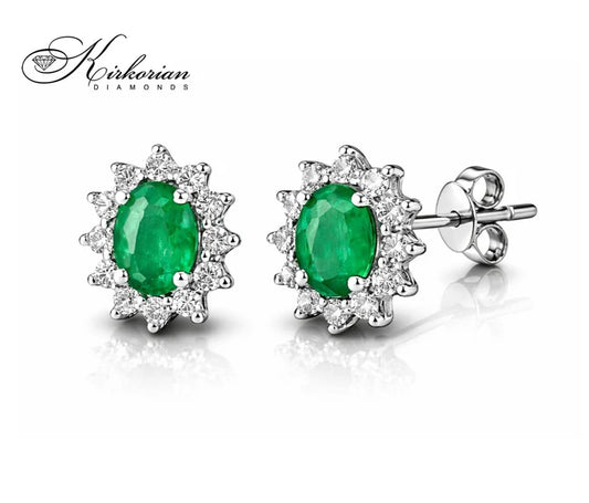 луксозни обеци със смарагди и диаманти бяло злато