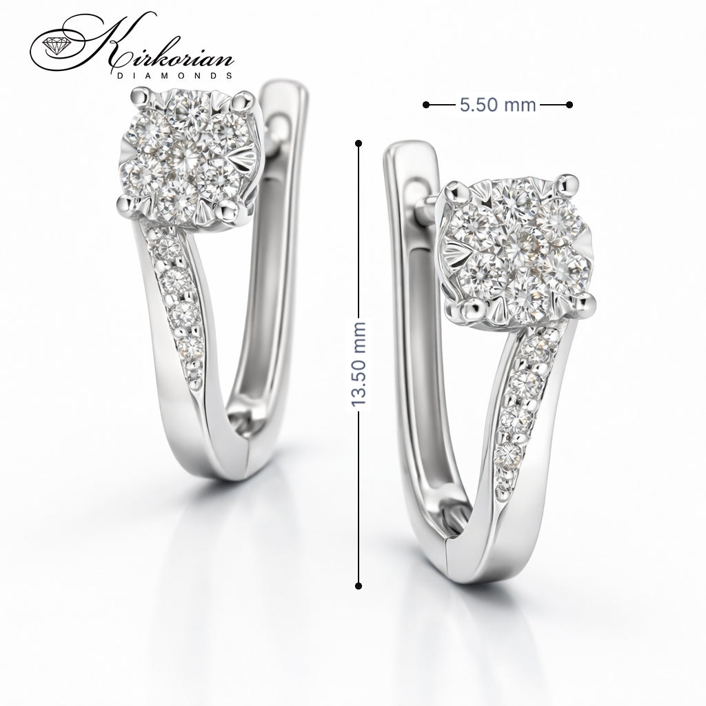 Обеци от бяло злато 18К с диаманти 0.33 ct G-H SI – луксозна изработка с перфектен блясък, модел ON7