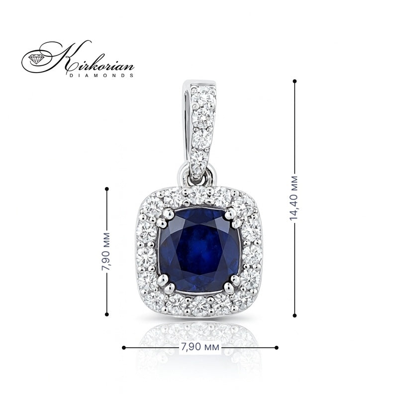 Висулка от бяло злато 18k с диаманти 0.19ct и сапфир 0.70ct | Код: P116044