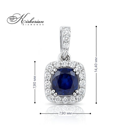 Висулка от бяло злато 18k с диаманти 0.19ct и сапфир 0.70ct | Код: P116044