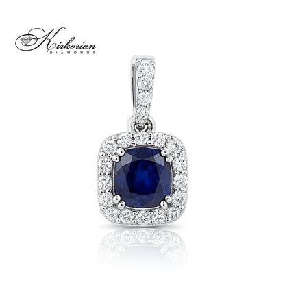 Висулка от бяло злато 18k с диаманти 0.19ct и сапфир 0.70ct | Код: P116044