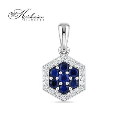 Висулка от бяло злато 18k с диаманти 0.18ct и сапфири 0.728ct | Код: PD019818