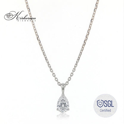 Колие PD10065AF с диамант Pear, цвят F–G, чистота VS–SI и международен сертификат SGL