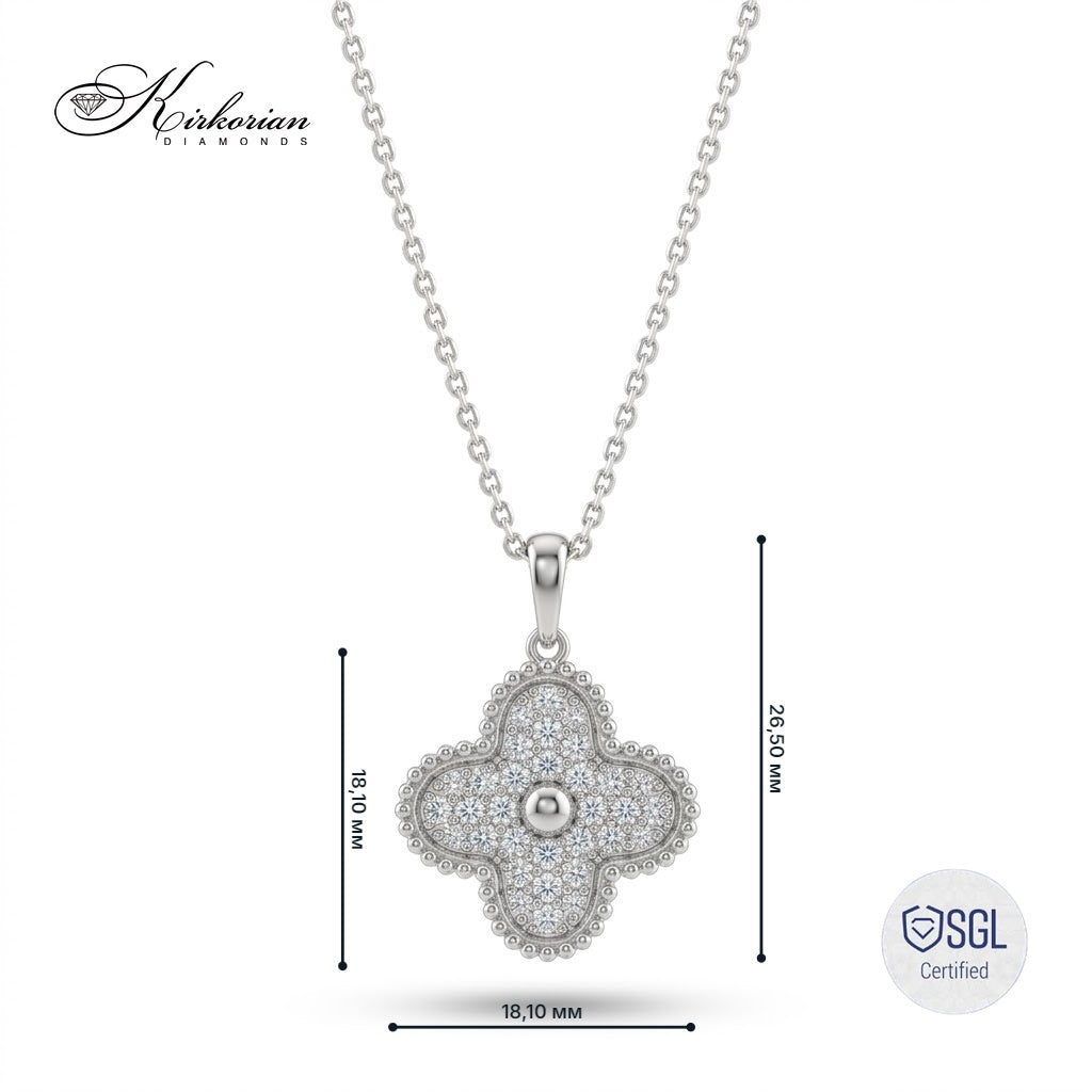 Колие детелина от бяло злато 14K с естествени диаманти 0.85 ct – PD12785