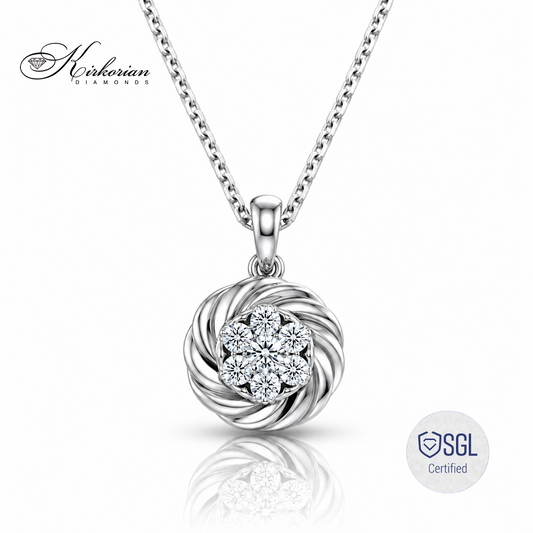 Luxury diamond flower pendant от бяло злато с естествени диаманти PD2468