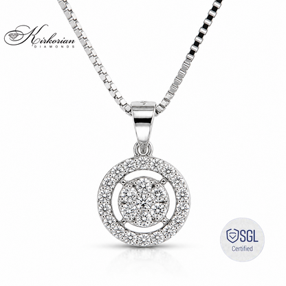 Колие от бяло злато 14К с естествени диаманти 0.24 ct F/G VS