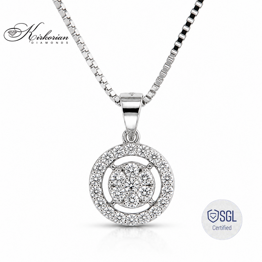 Колие от бяло злато 14К с естествени диаманти 0.24 ct F/G VS