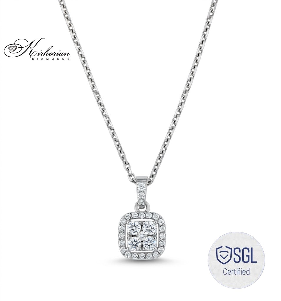 Луксозно колие с естествени диаманти 0.35 ct от бяло злато 14К модел PD4723 със SGL сертификат