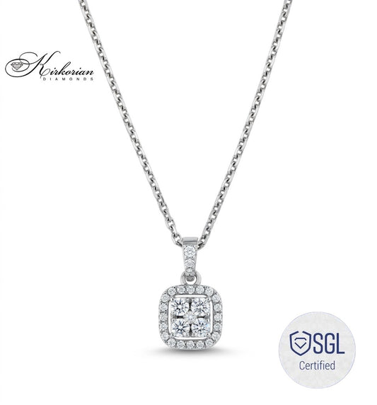 Луксозно колие с естествени диаманти 0.35 ct от бяло злато 14К модел PD4723 със SGL сертификат