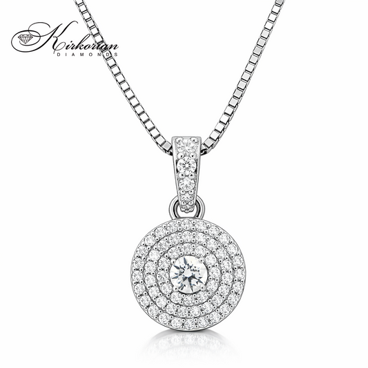 колие с диаманти 0.43 ct бяло злато 14к halo дизайн