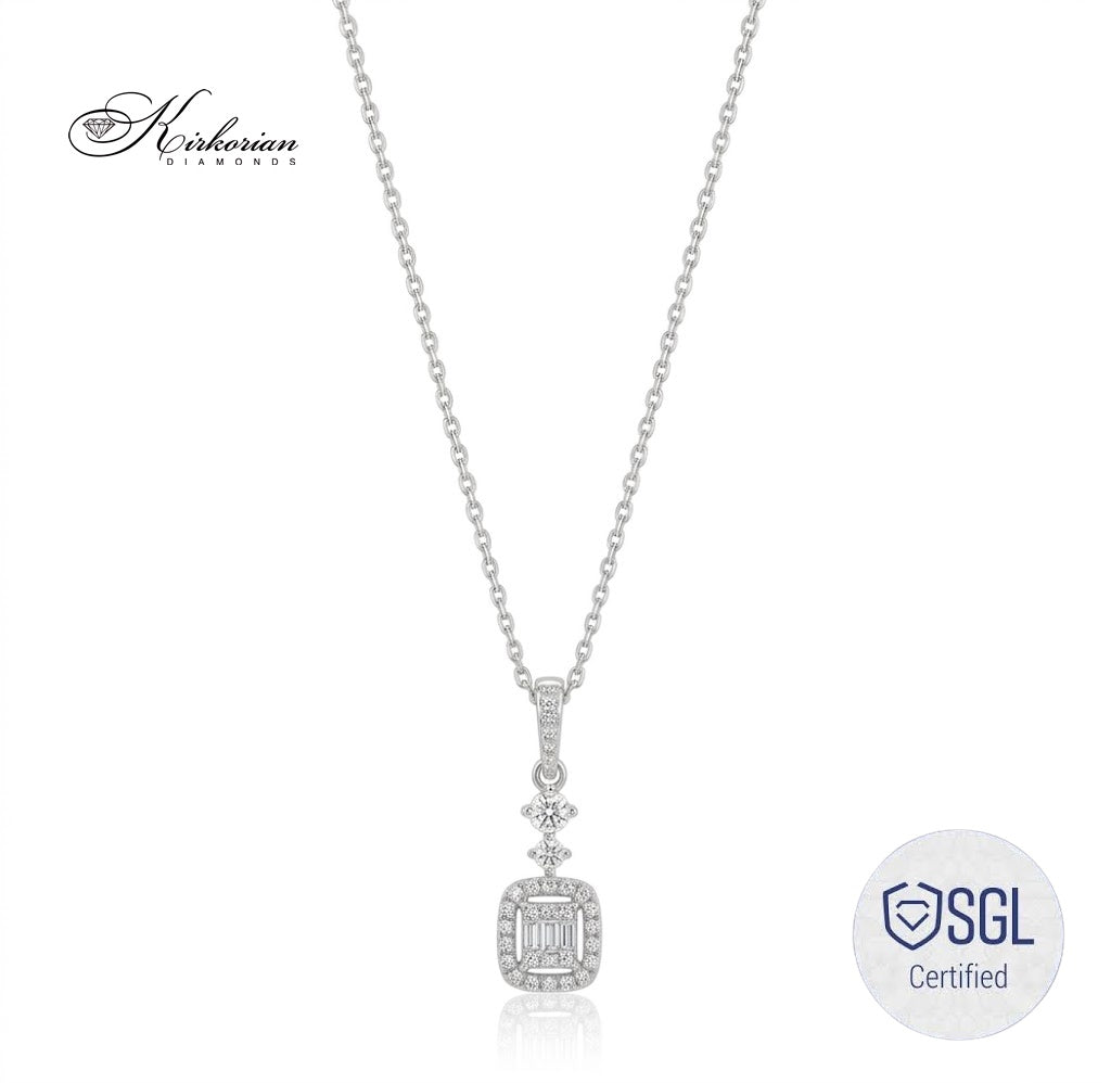 Луксозно колие с естествени диаманти багет 0.44 ct от бяло злато 14K Kirkorian Diamonds PD6372