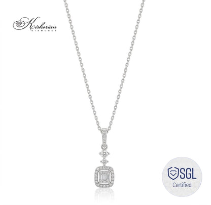 Луксозно колие с естествени диаманти багет 0.44 ct от бяло злато 14K Kirkorian Diamonds PD6372