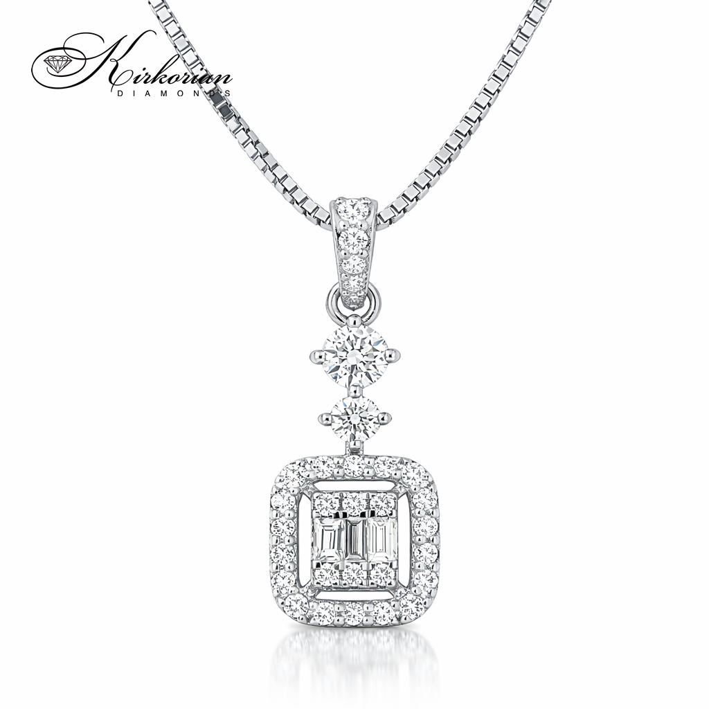 диамантена висулка halo дизайн с багет диаманти