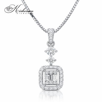 диамантена висулка halo дизайн с багет диаманти