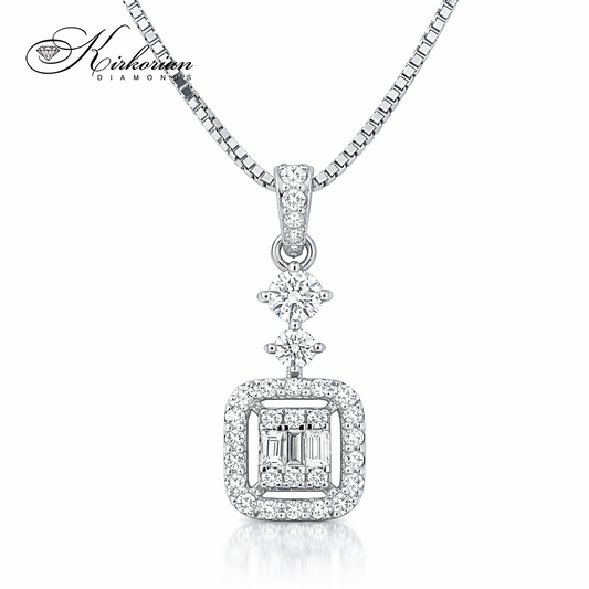 диамантена висулка halo дизайн с багет диаманти