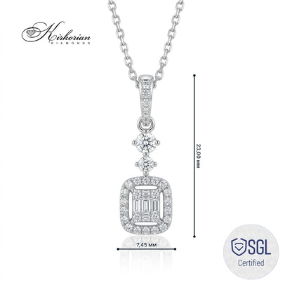 Размери на колие с диаманти 0.44 ct и бяло злато 14K PD6372 Kirkorian Diamonds