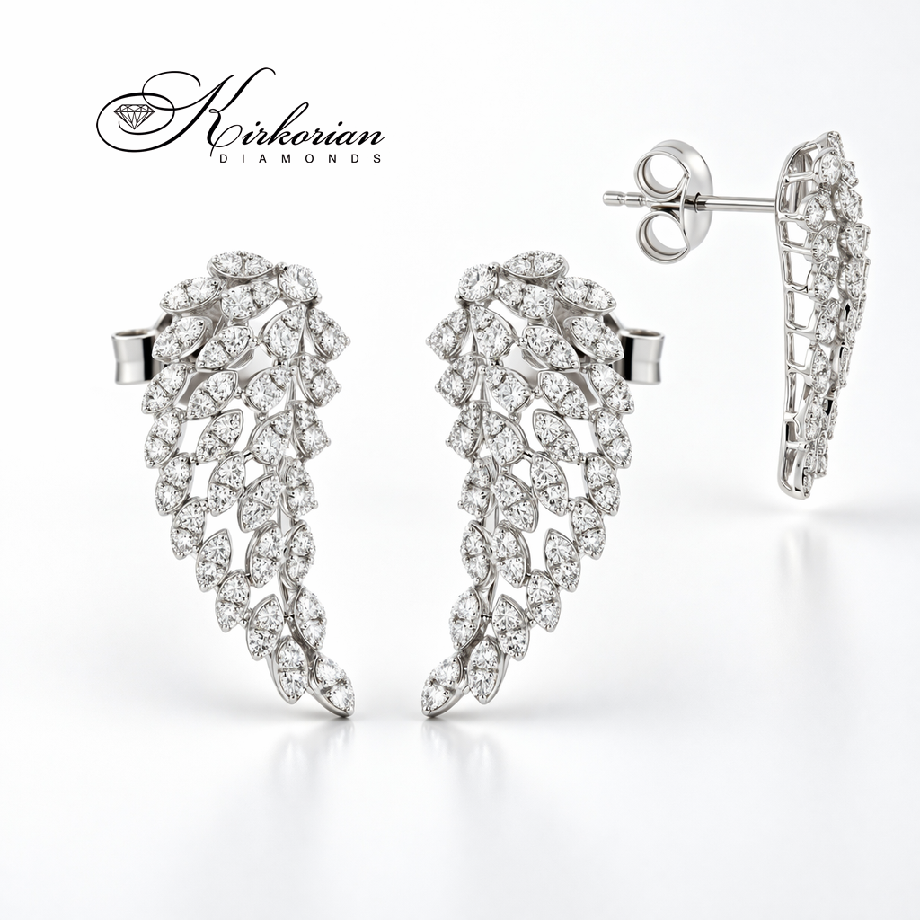 диамантени обеци leaf дизайн с естествени диаманти