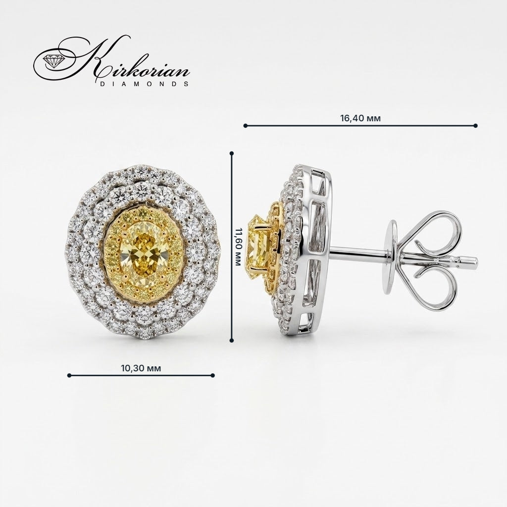 Размери на обеци PDER11883AFV2 с диаманти 1.08 ct – лицева част 11,60 × 10,30 мм и дължина 16,40 мм