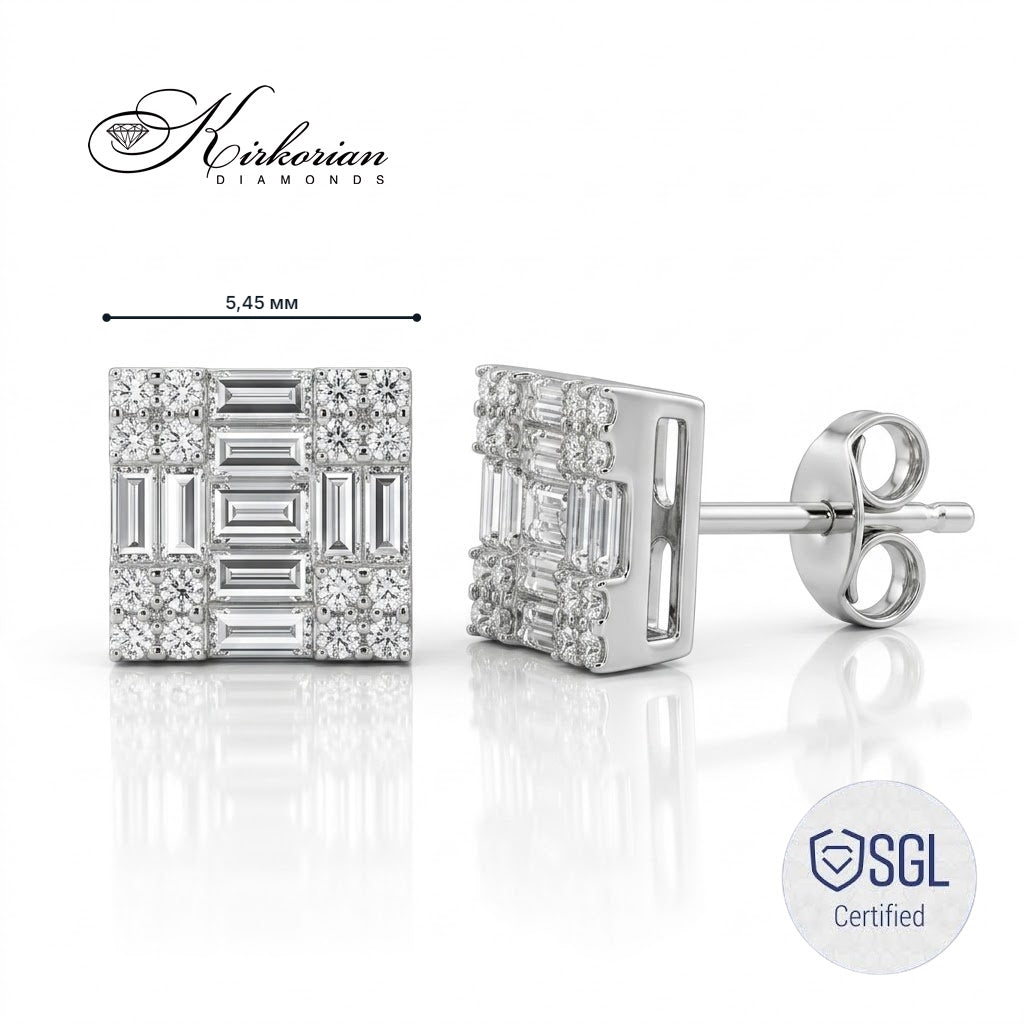 Квадратни обеци от бяло злато с диаманти 0.32 ct – PDER5971AFV2