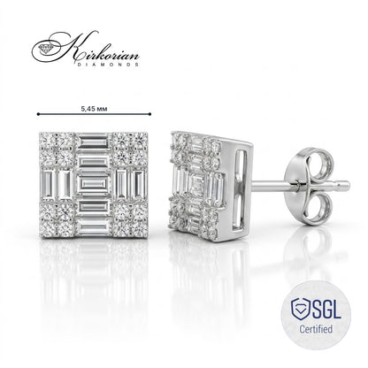Квадратни обеци от бяло злато с диаманти 0.32 ct – PDER5971AFV2