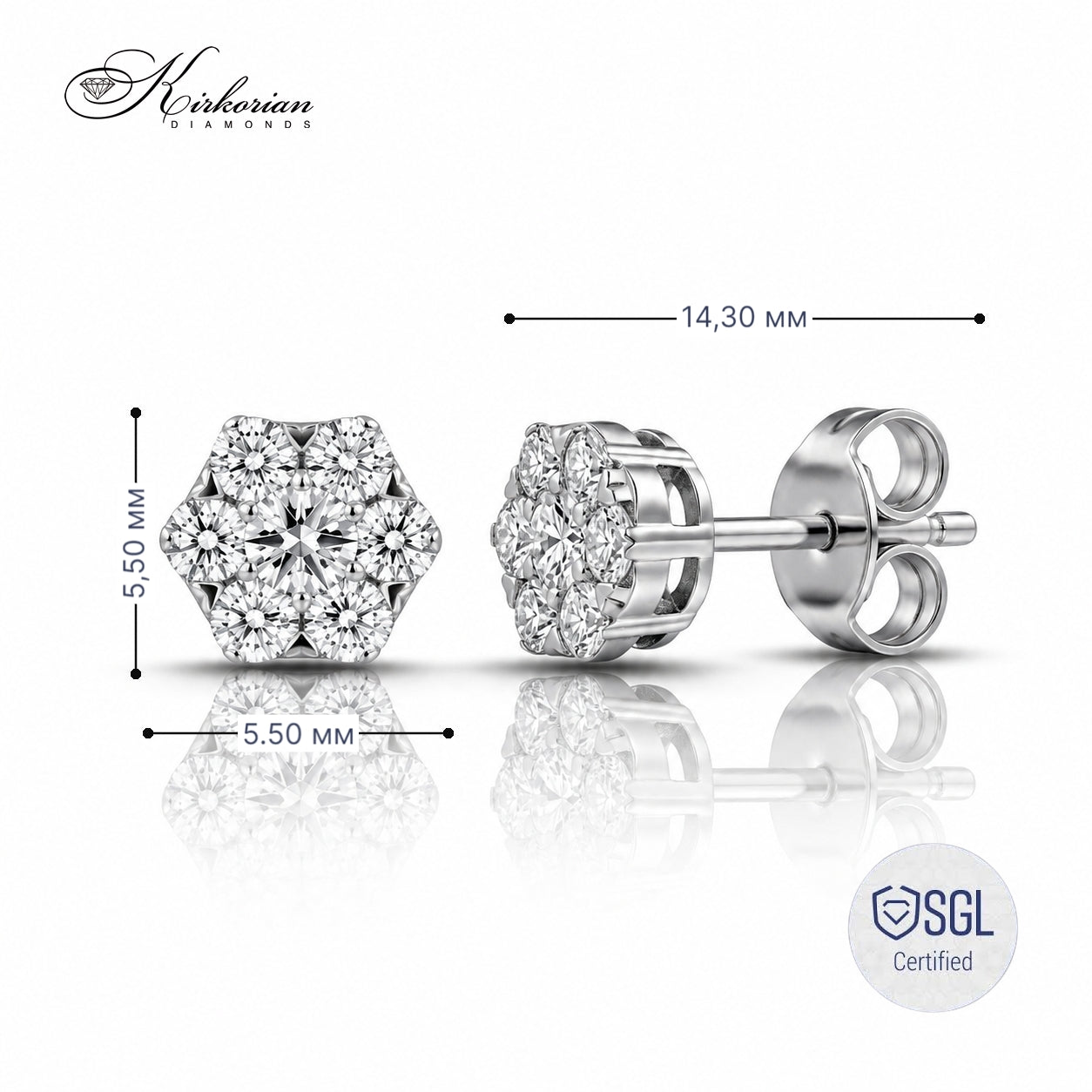 Diamond snowflake earrings от бяло злато с естествени диаманти модел PDER6000