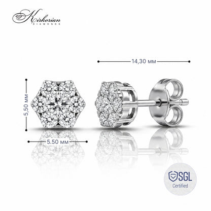 Diamond snowflake earrings от бяло злато с естествени диаманти модел PDER6000