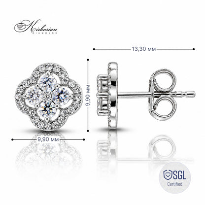 Diamond clover earrings от бяло злато с естествени брилянтни диаманти PDER6399
