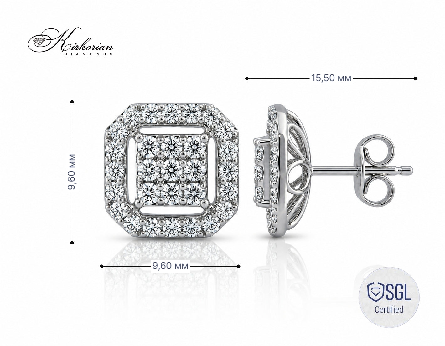Halo diamond earrings от бяло злато с естествени диаманти модел PDER8779
