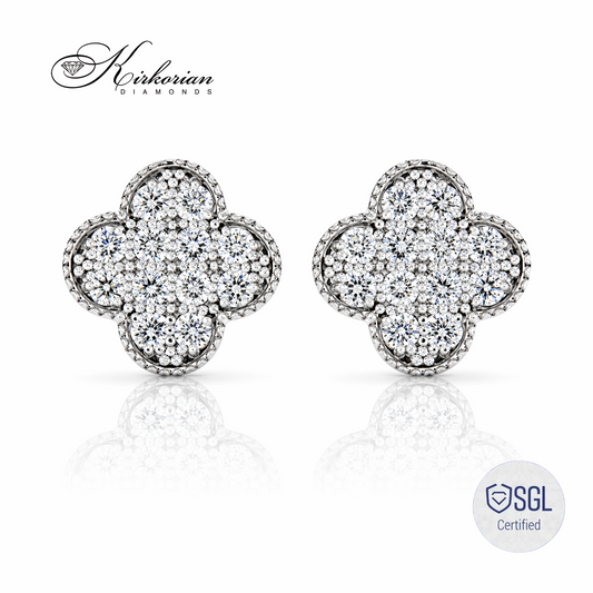 обеци с диаманти 0.20 ct цвете бяло злато 14К Kirkorian Diamonds