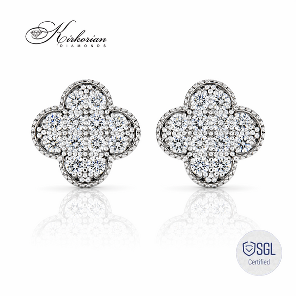 Обеци с диаманти 0.20 ct цвете от бяло злато 14К F VS – луксозни дамски обеци