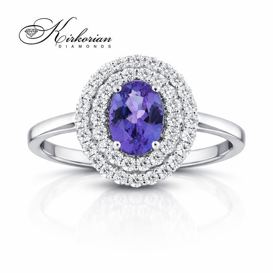 пръстен 18K бяло злато с танзанит и диаманти