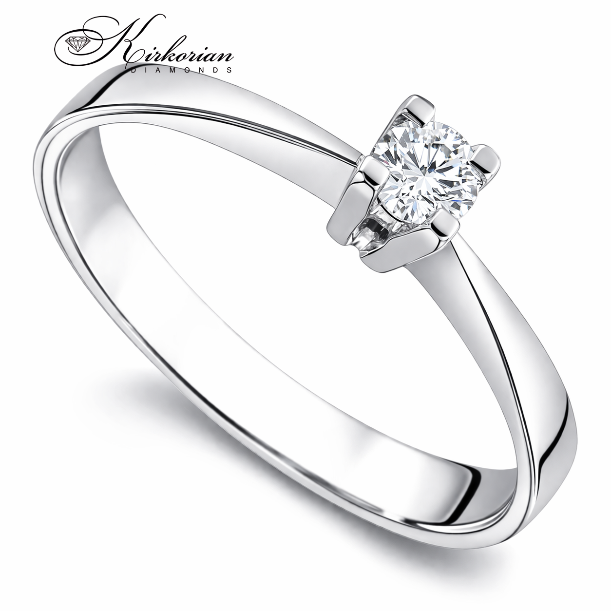 елегантен годежен пръстен с диамант 0.10 ct бяло злато 14K минималистичен дизайн модел R1470
