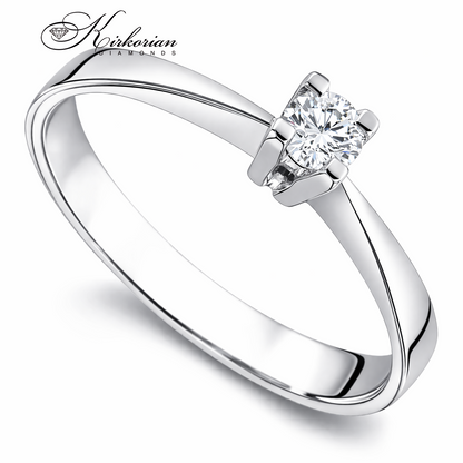 елегантен годежен пръстен с диамант 0.10 ct бяло злато 14K минималистичен дизайн модел R1470