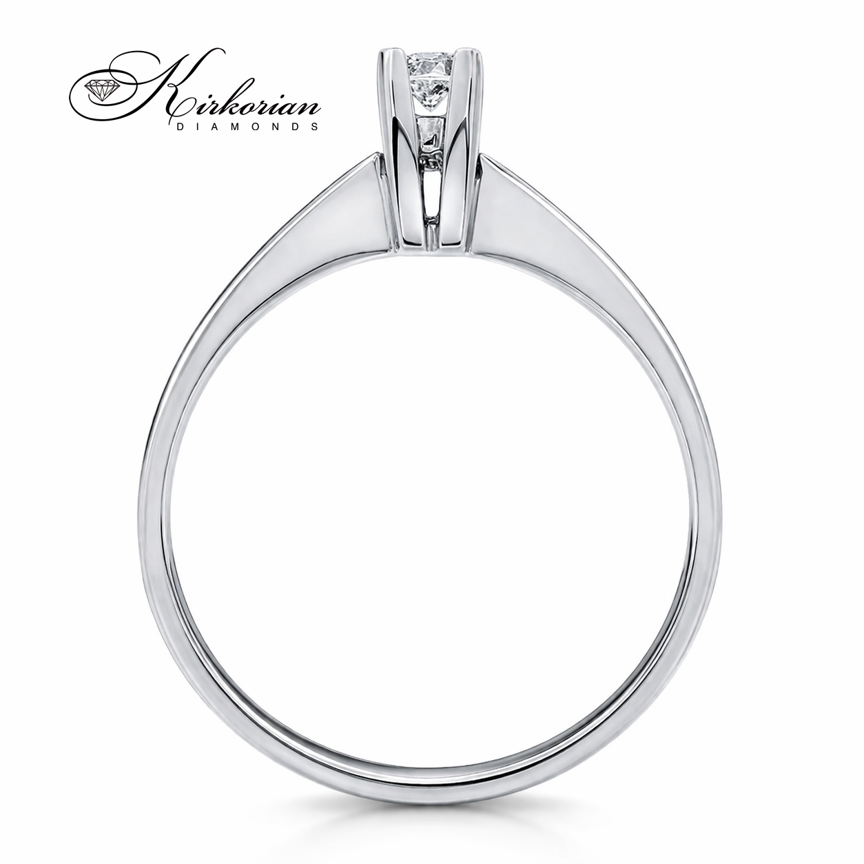 диамантен годежен пръстен бяло злато 14K с диамант 0.10 ct