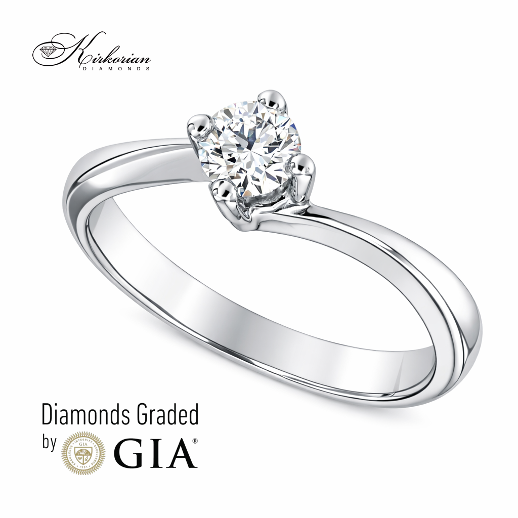 Годежен пръстен солитер от бяло злато 14К с диамант 0.30 ct GIA – луксозен модел на топ цена Код R1471R