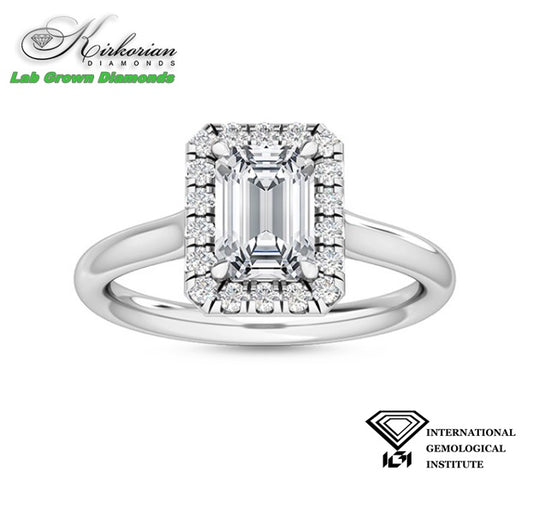 Годежен пръстен EMERALD 1.35ct | Бяло злато 14K | Lab Grown диаманти | IGI сертификат | Код: LG2608