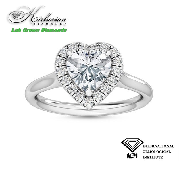 Годежен пръстен с диамант Heart 1.20ct | Бяло злато 18K | Lab Grown | IGI сертификат | Код: LG2611