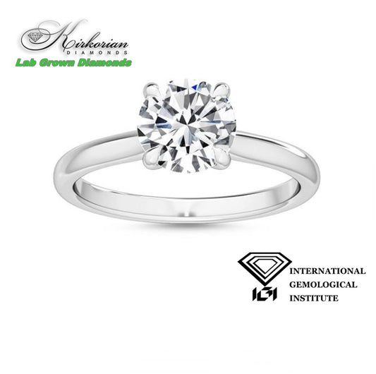 Класически солитер пръстен с диамант 1.05ct от бяло злато 14K | Lab Grown | IGI сертификат | Код: LG3196
