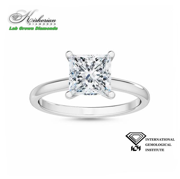 Солиден пръстен PRINCESS 1.03ct от бяло злато 18K | Lab Grown диамант | IGI сертификат | Код: LG3217