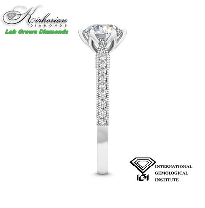 Винтидж годежен пръстен с диамант 1.22ct от бяло злато 18K | Лабораторно отгледан | IGI сертификат | Код: LG3496