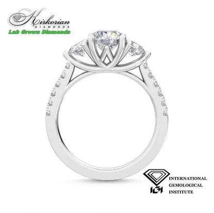 Трисетингов годежен пръстен с диаманти 1.55ct от бяло злато 18K | IGI сертификат | Код: LG4444