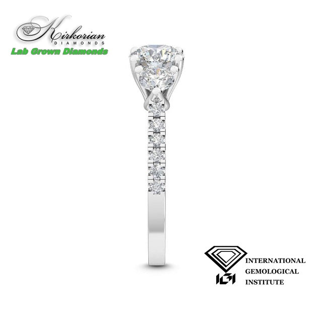 Трисетингов годежен пръстен с диаманти 1.55ct от бяло злато 18K | IGI сертификат | Код: LG4444