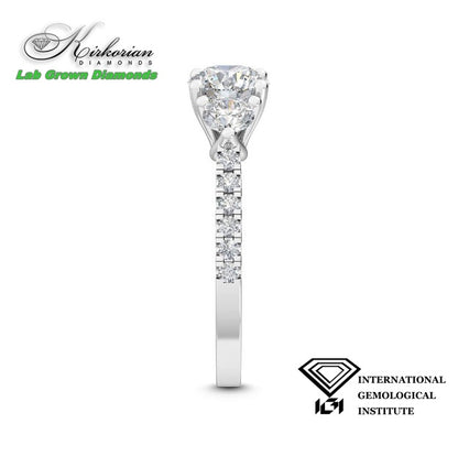 Трисетингов годежен пръстен с диаманти 1.55ct от бяло злато 18K | IGI сертификат | Код: LG4444