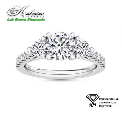 Трисетингов годежен пръстен с диаманти 1.55ct от бяло злато 18K | IGI сертификат | Код: LG4444