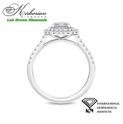 Луксозен годежен пръстен с диамант Square Emerald 1.48ct | Бяло злато 18K | IGI сертификат | Код: LG4661