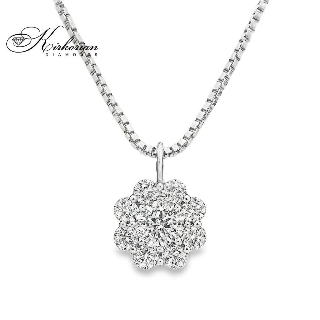 Колие от бяло злато 14К с 9 брилянта 0.40 ct – изискано бижу с кръгла шлифовка