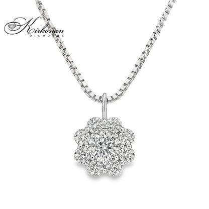 Колие от бяло злато 14К с 9 брилянта 0.40 ct – изискано бижу с кръгла шлифовка