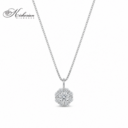Колие от бяло злато 14К с 9 естествени диаманта 0.40 ct RB18 Kirkorian Diamonds – изискано диамантено колие с кръгла брилянтна шлифовка