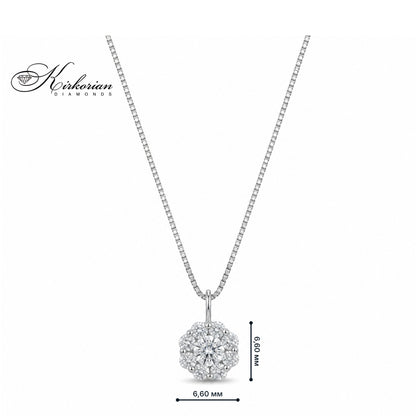 Колие от бяло злато 14К с 9 естествени диаманта 0.40 ct RB18 Kirkorian Diamonds – луксозна диамантена висулка с размер 6.60 мм
